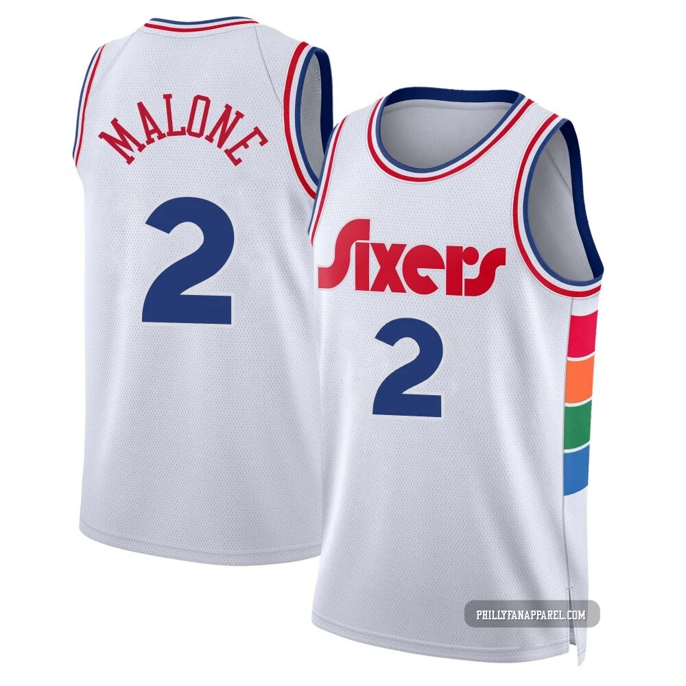 Moses Malone ＃2 Men's Swingman 2024/25 Philadelphia 76ers White City Edition Jersey