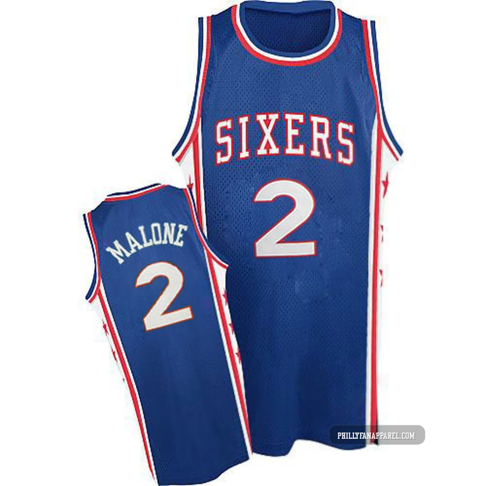 Moses Malone ＃2 Men's Swingman Blue Philadelphia 76ers Throwback Jersey