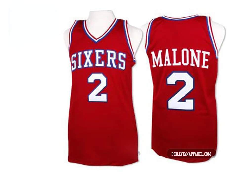 Moses Malone ＃2 Men's Swingman Red Philadelphia 76ers Throwback Jersey