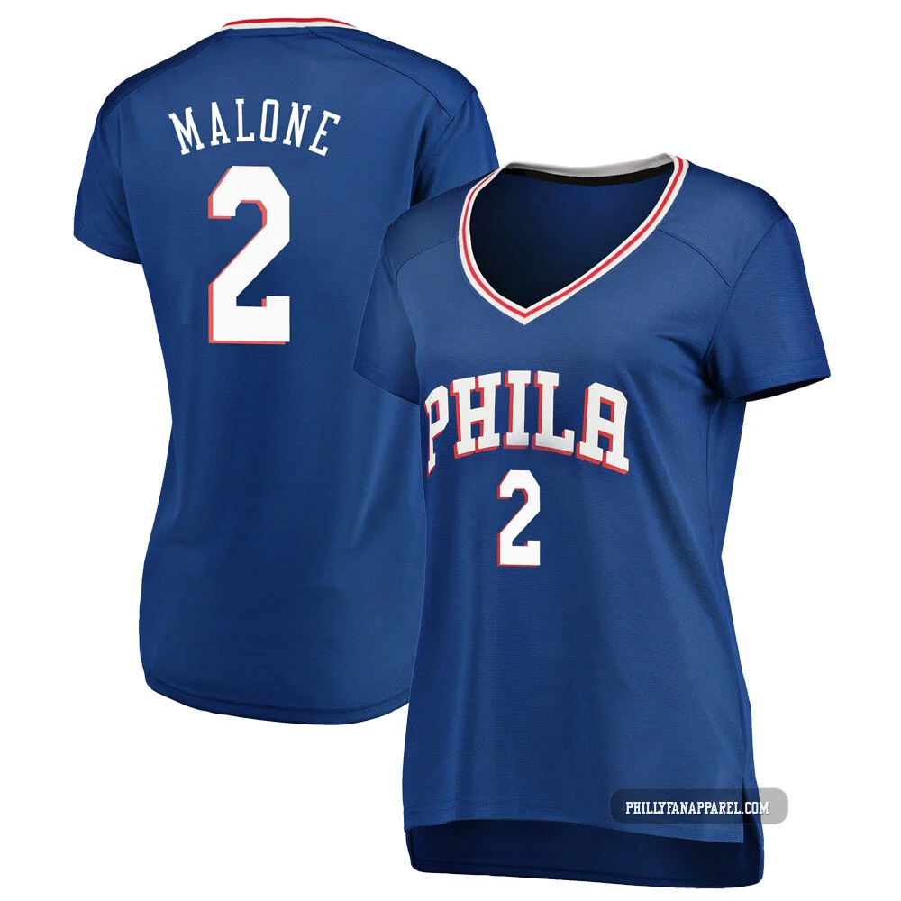Moses Malone ＃2 Women's Royal Philadelphia 76ers Fast Break Jersey - Icon Edition