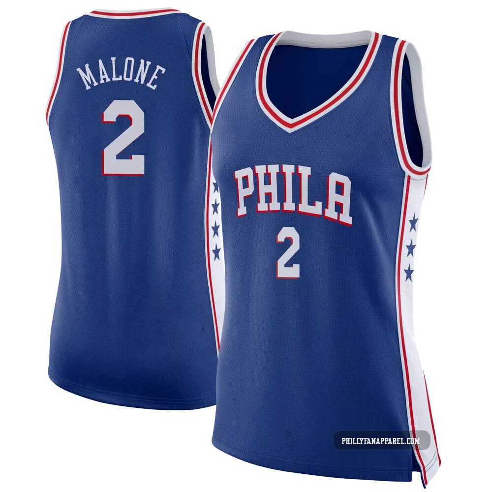 Moses Malone ＃2 Women's Swingman Blue Philadelphia 76ers Jersey - Icon Edition