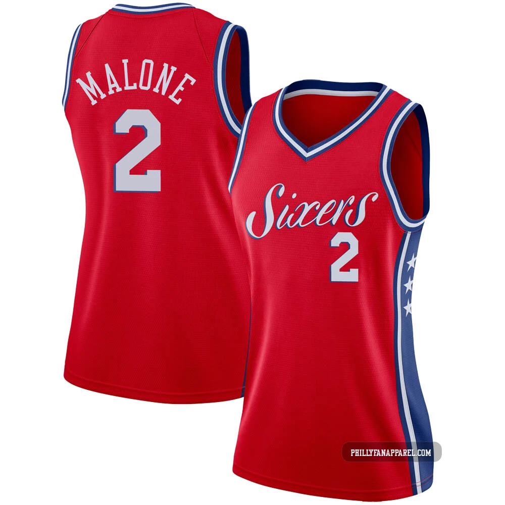 Moses Malone ＃2 Women's Swingman Red Philadelphia 76ers Jersey - Statement Edition