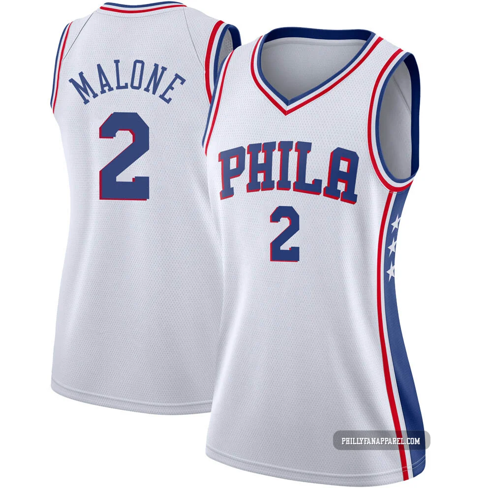 Moses Malone ＃2 Women's Swingman White Philadelphia 76ers Jersey - Association Edition