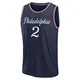 Moses Malone ＃2 Youth 2025/26 Philadelphia 76ers Fast Break Navy City Edition Jersey