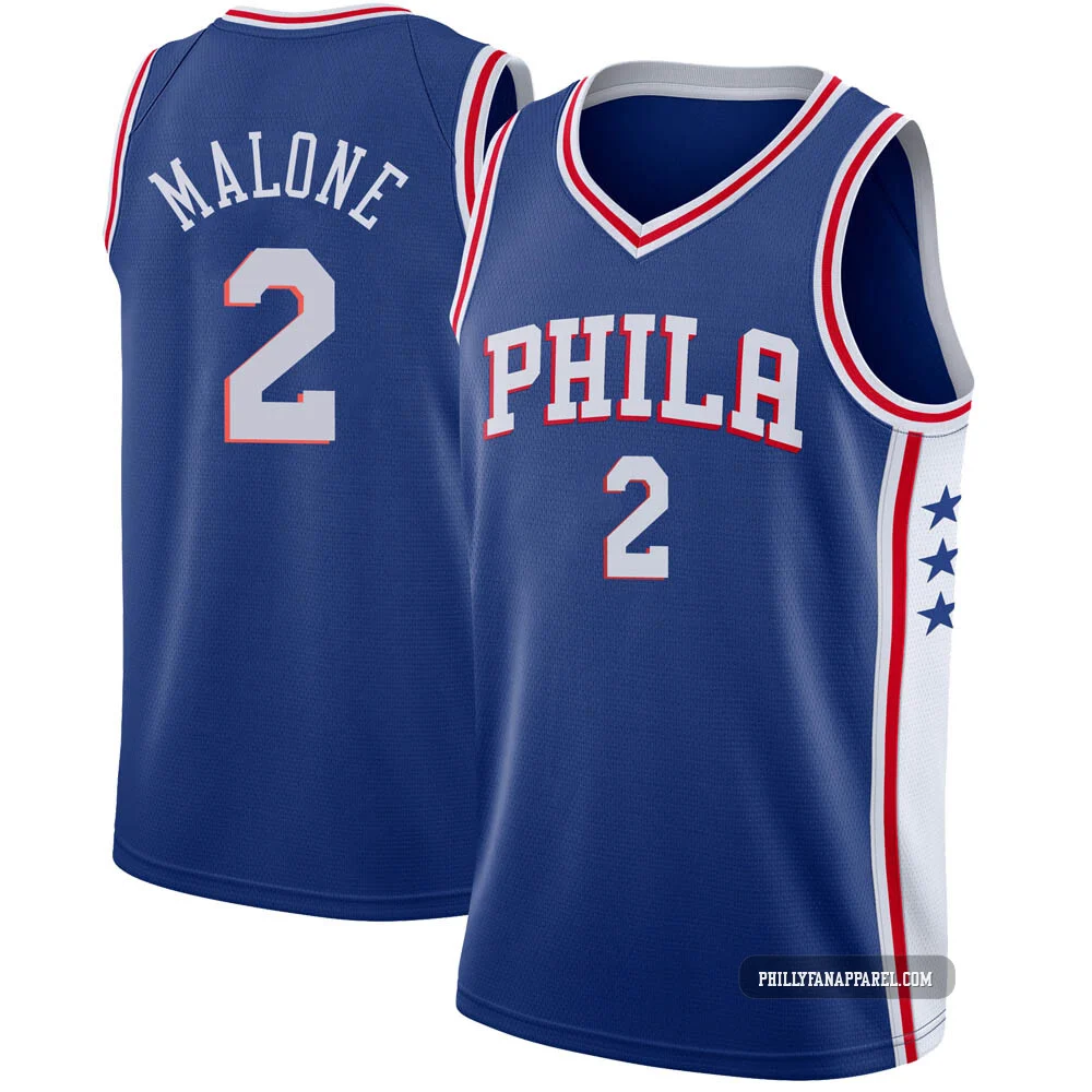 Moses Malone ＃2 Youth Swingman Blue Philadelphia 76ers Jersey - Icon Edition