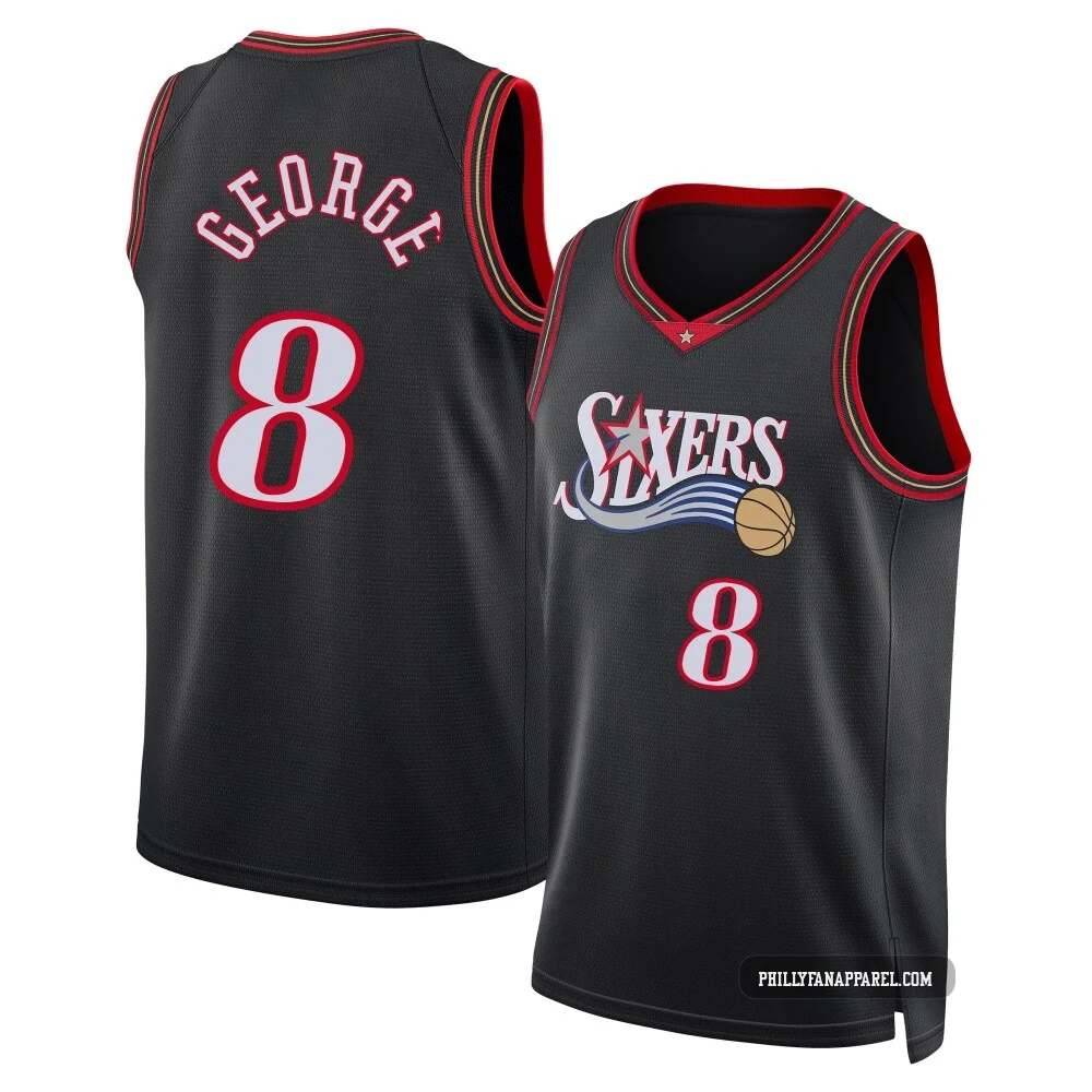 Paul George ＃8 Men's Swingman Black Philadelphia 76ers Classic Edition Jersey