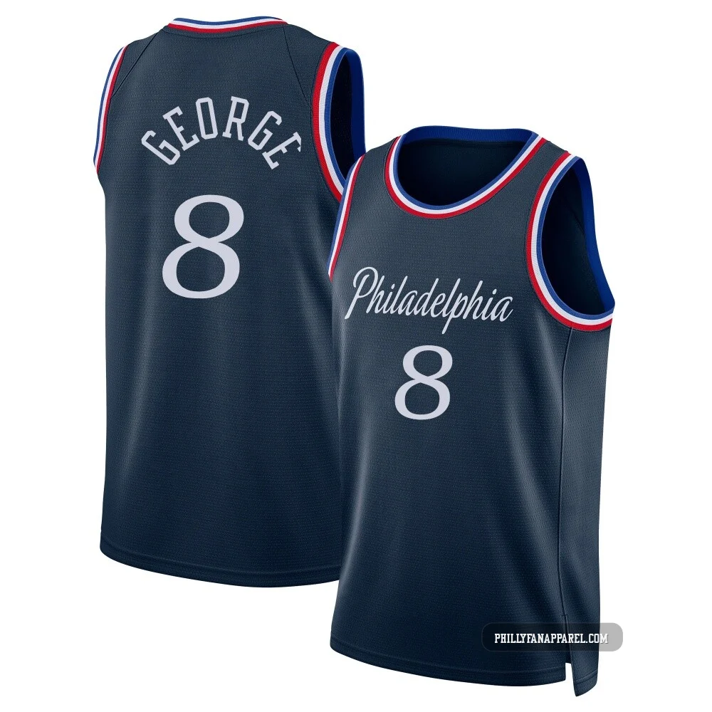 Paul George ＃8 Youth Swingman 2025/26 Philadelphia 76ers Navy City Edition Jersey