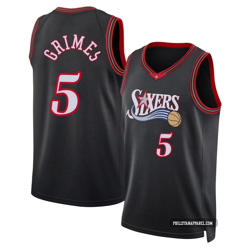 Quentin Grimes ＃5 Youth Swingman Black Philadelphia 76ers Classic Edition Jersey