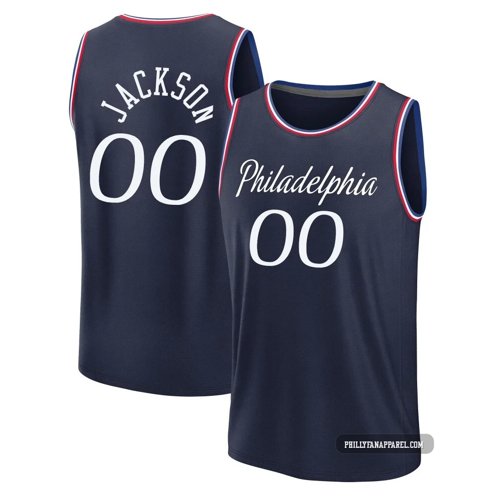 Reggie Jackson ＃00 Men's 2025/26 Philadelphia 76ers Fast Break Navy City Edition Jersey