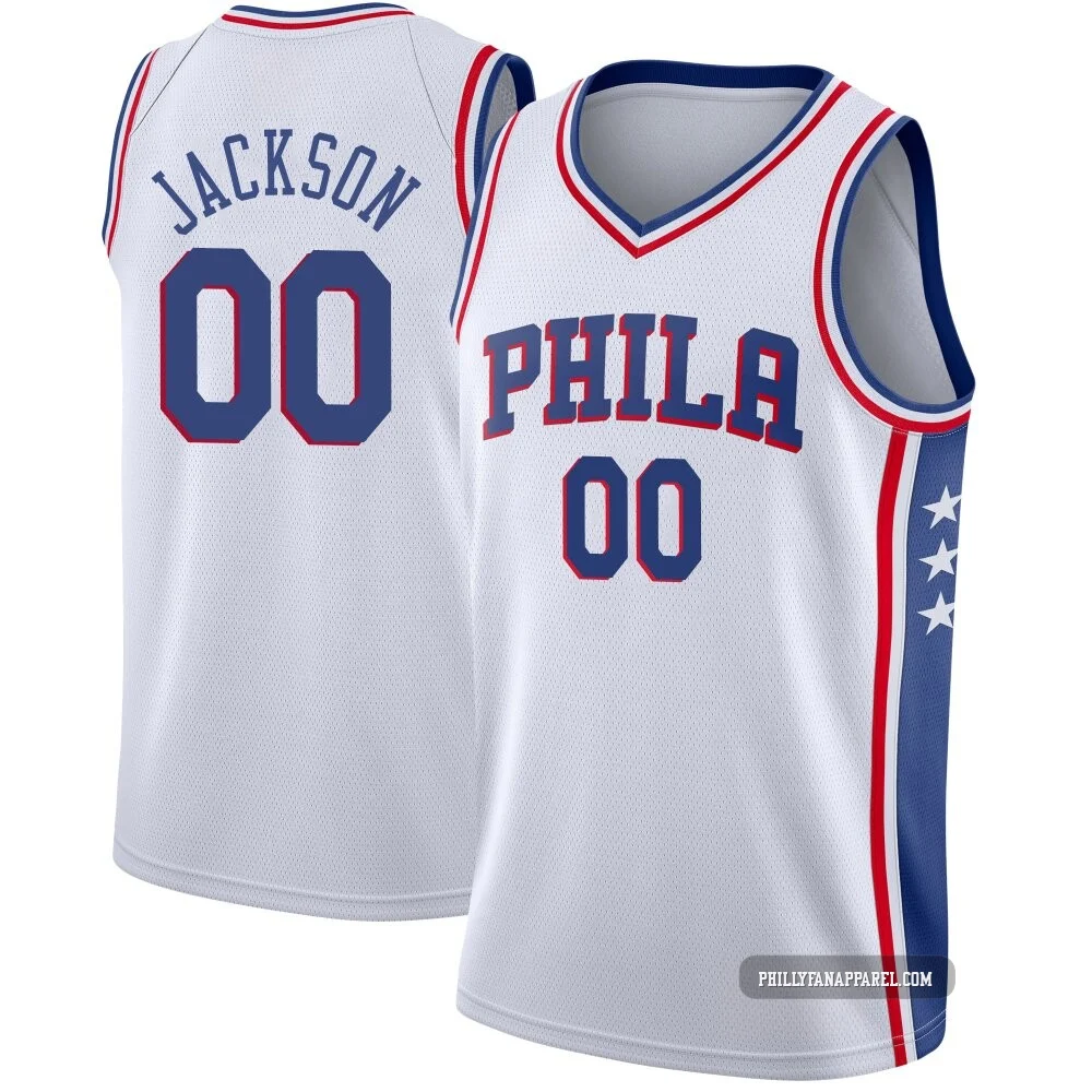 Reggie Jackson ＃00 Men's Swingman White Philadelphia 76ers Jersey - Association Edition