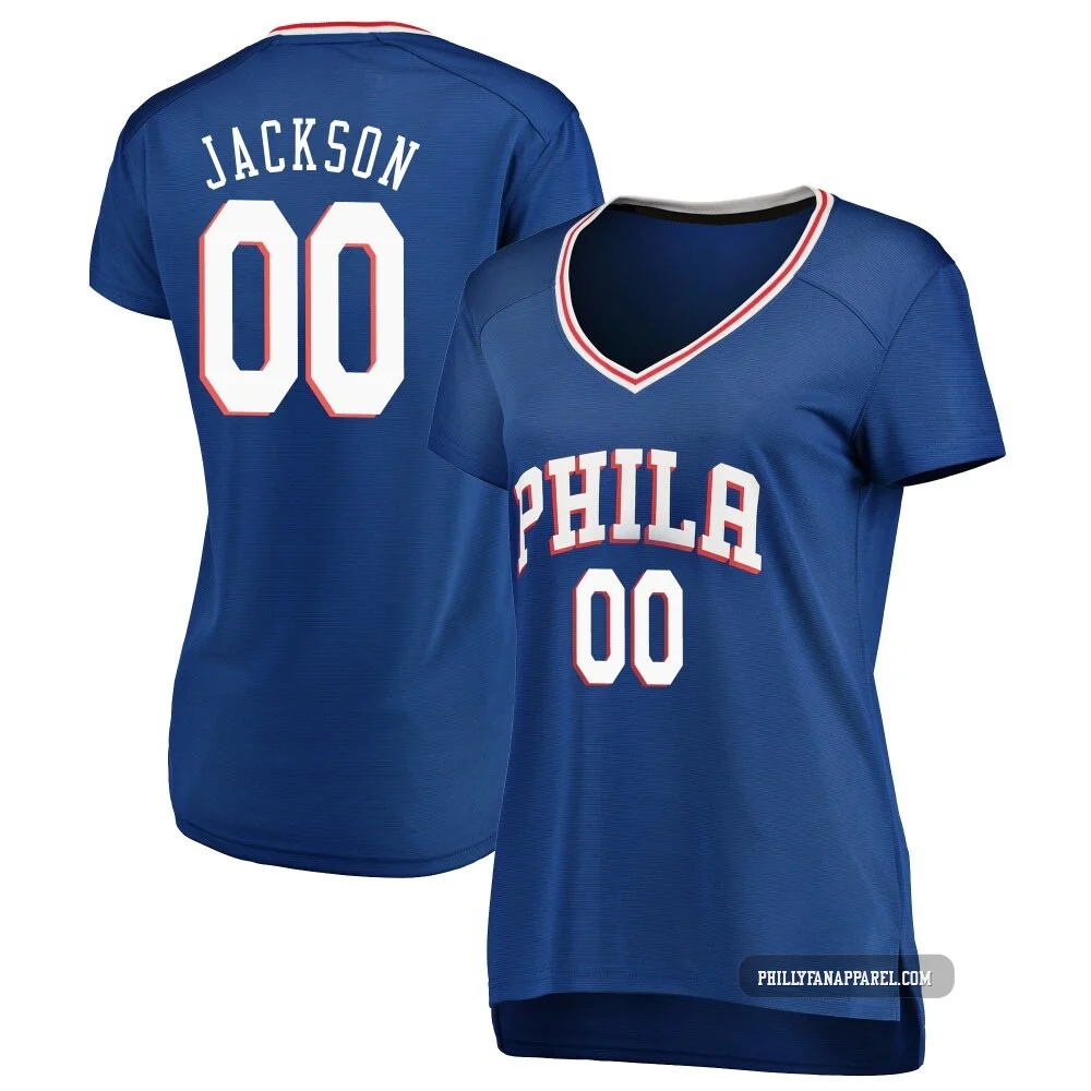Reggie Jackson ＃00 Women's Royal Philadelphia 76ers Fast Break Jersey - Icon Edition