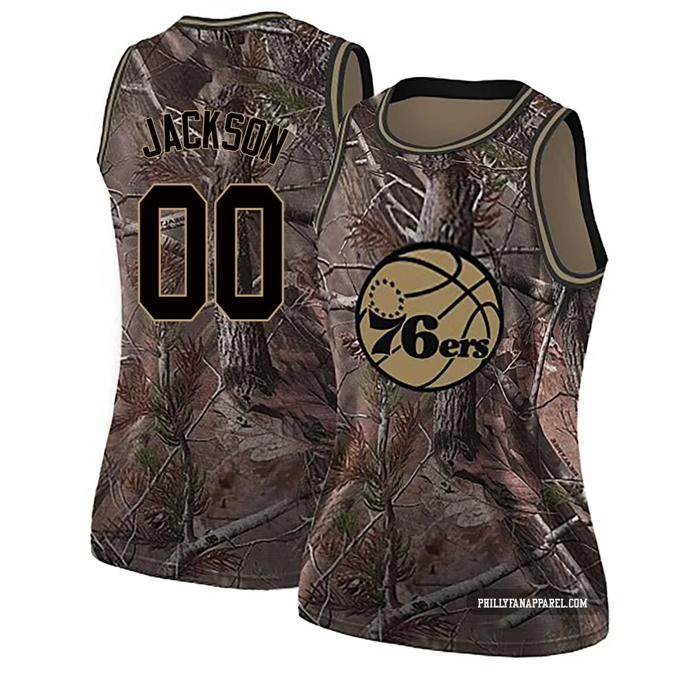 Reggie Jackson ＃00 Women's Swingman Camo Philadelphia 76ers Realtree Collection Jersey