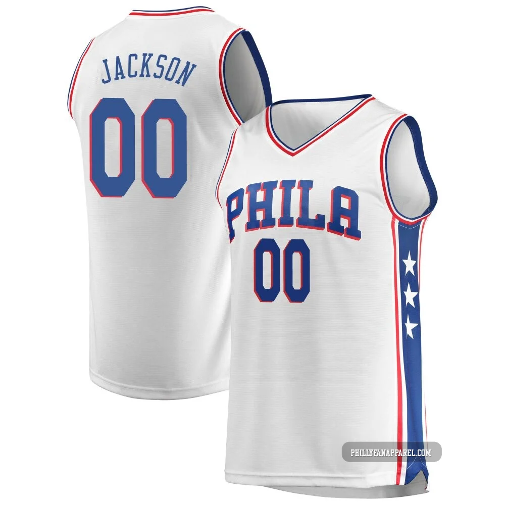 Reggie Jackson ＃00 Youth White Philadelphia 76ers Fast Break Jersey - Association Edition