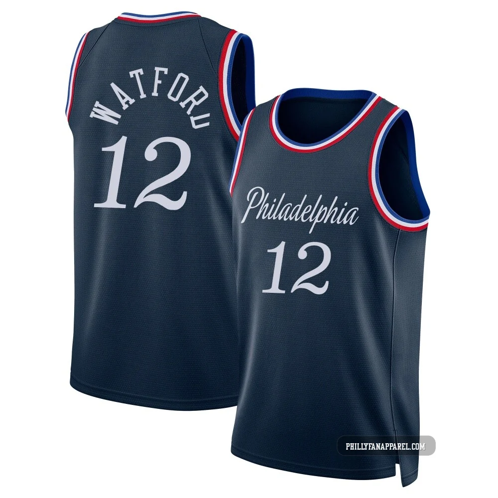 Trendon Watford ＃12 Men's Swingman 2025/26 Philadelphia 76ers Navy City Edition Jersey