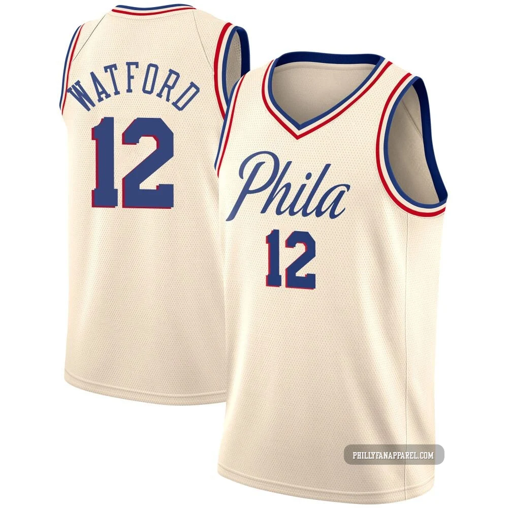 Trendon Watford ＃12 Men's Swingman Cream Philadelphia 76ers Jersey - City Edition