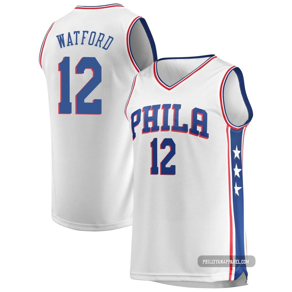 Trendon Watford ＃12 Men's White Philadelphia 76ers Fast Break Jersey - Association Edition