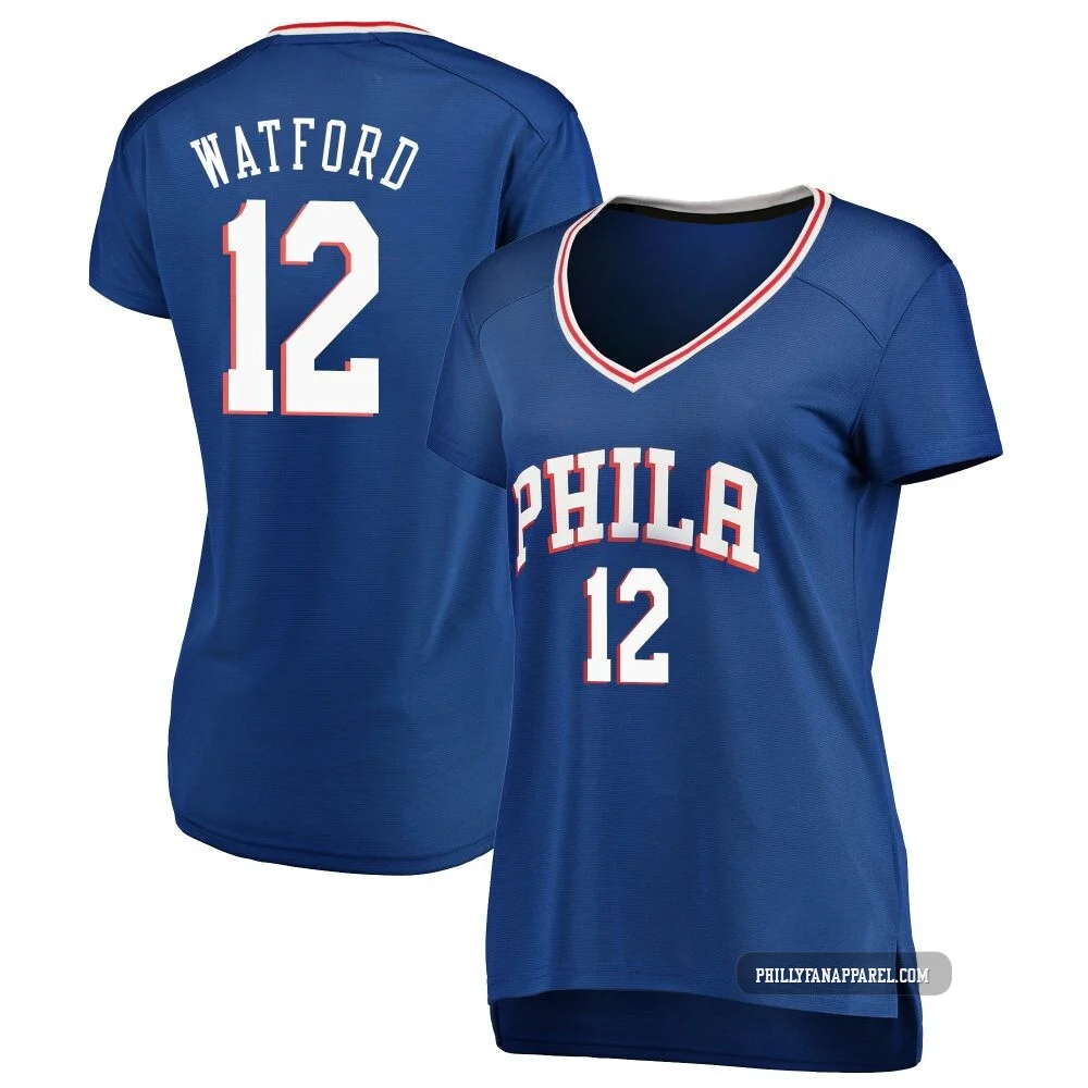 Trendon Watford ＃12 Women's Royal Philadelphia 76ers Fast Break Jersey - Icon Edition