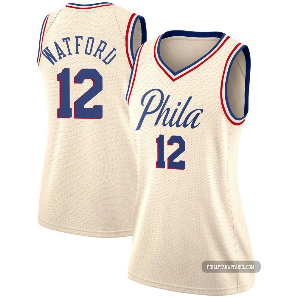 Trendon Watford ＃12 Women's Swingman Cream Philadelphia 76ers Jersey - City Edition