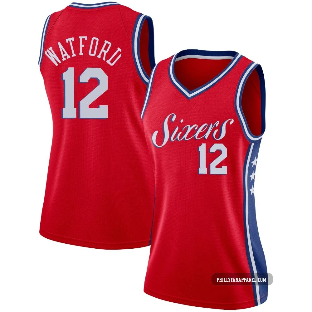 Trendon Watford ＃12 Women's Swingman Red Philadelphia 76ers Jersey - Statement Edition