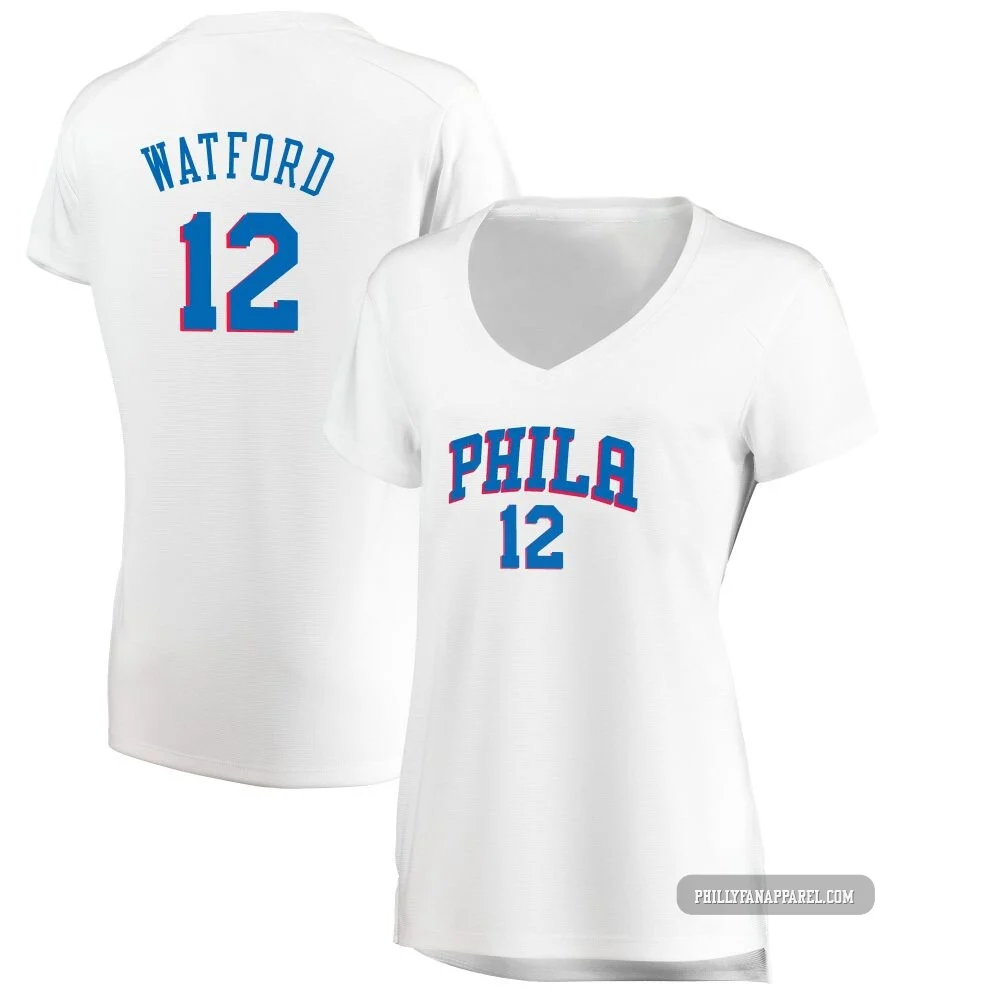 Trendon Watford ＃12 Women's White Philadelphia 76ers Fast Break Jersey - Association Edition