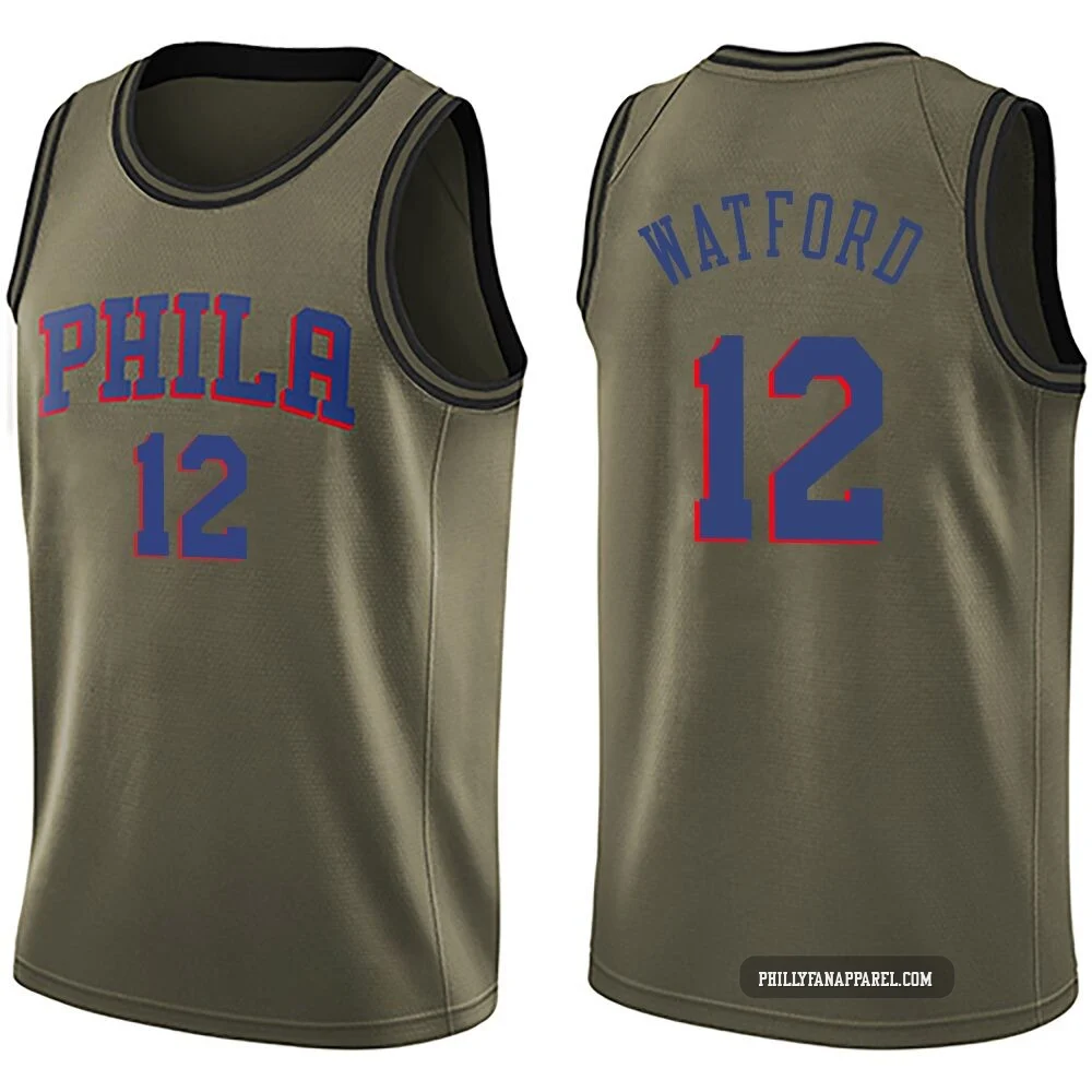 Trendon Watford ＃12 Youth Swingman Green Philadelphia 76ers Salute to Service Jersey