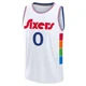 Tyrese Maxey ＃0 Men's 2024/25 Philadelphia 76ers White Fast Break City Edition Jersey