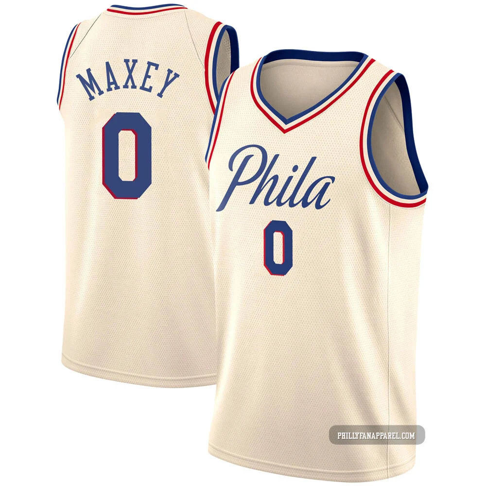 Tyrese Maxey ＃0 Men's Swingman Cream Philadelphia 76ers Jersey - City Edition