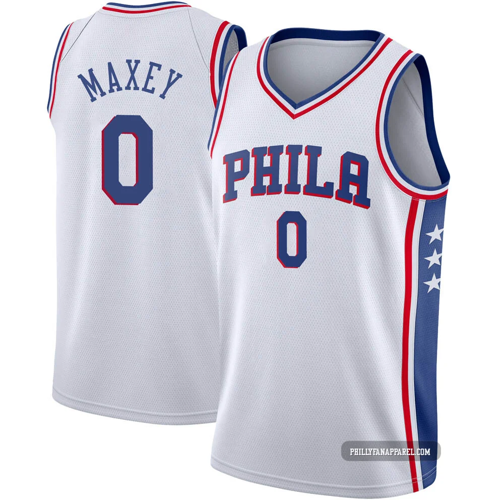Tyrese Maxey ＃0 Men's Swingman White Philadelphia 76ers Jersey - Association Edition