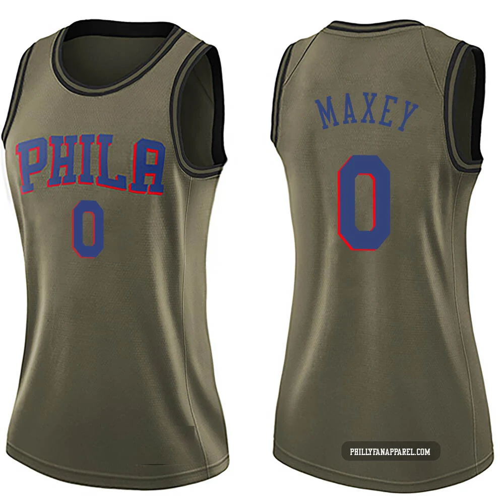 Tyrese Maxey ＃0 Women's Swingman Green Philadelphia 76ers Salute to Service Jersey