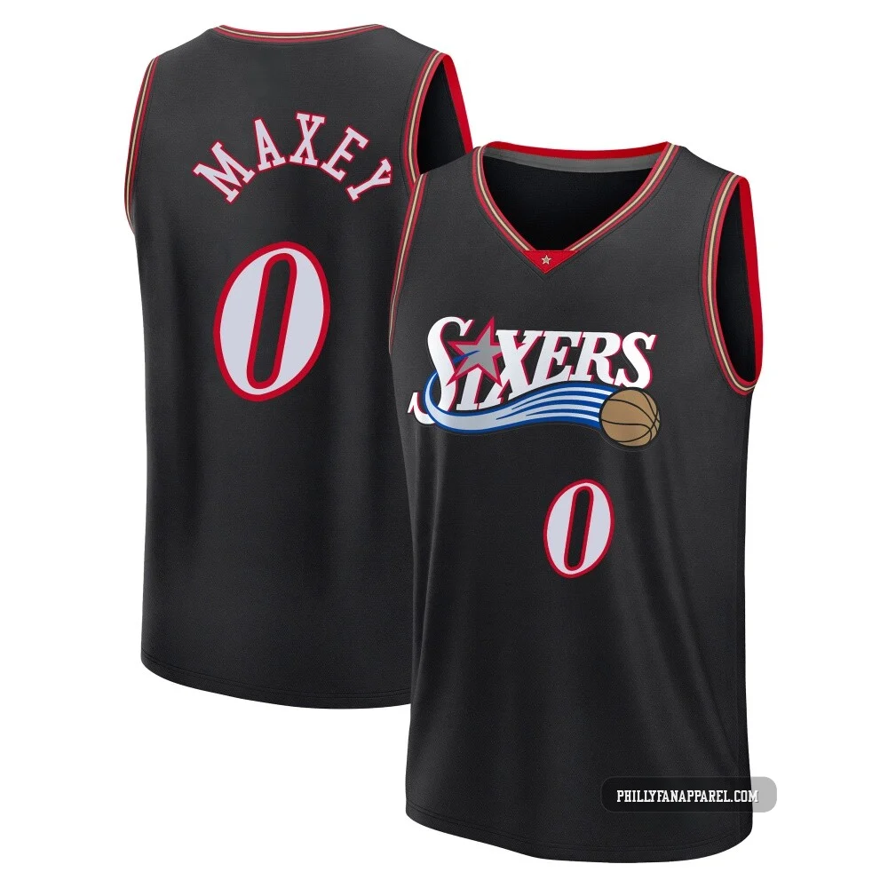 Tyrese Maxey ＃0 Youth Black Philadelphia 76ers Fast Break Classic Edition Jersey