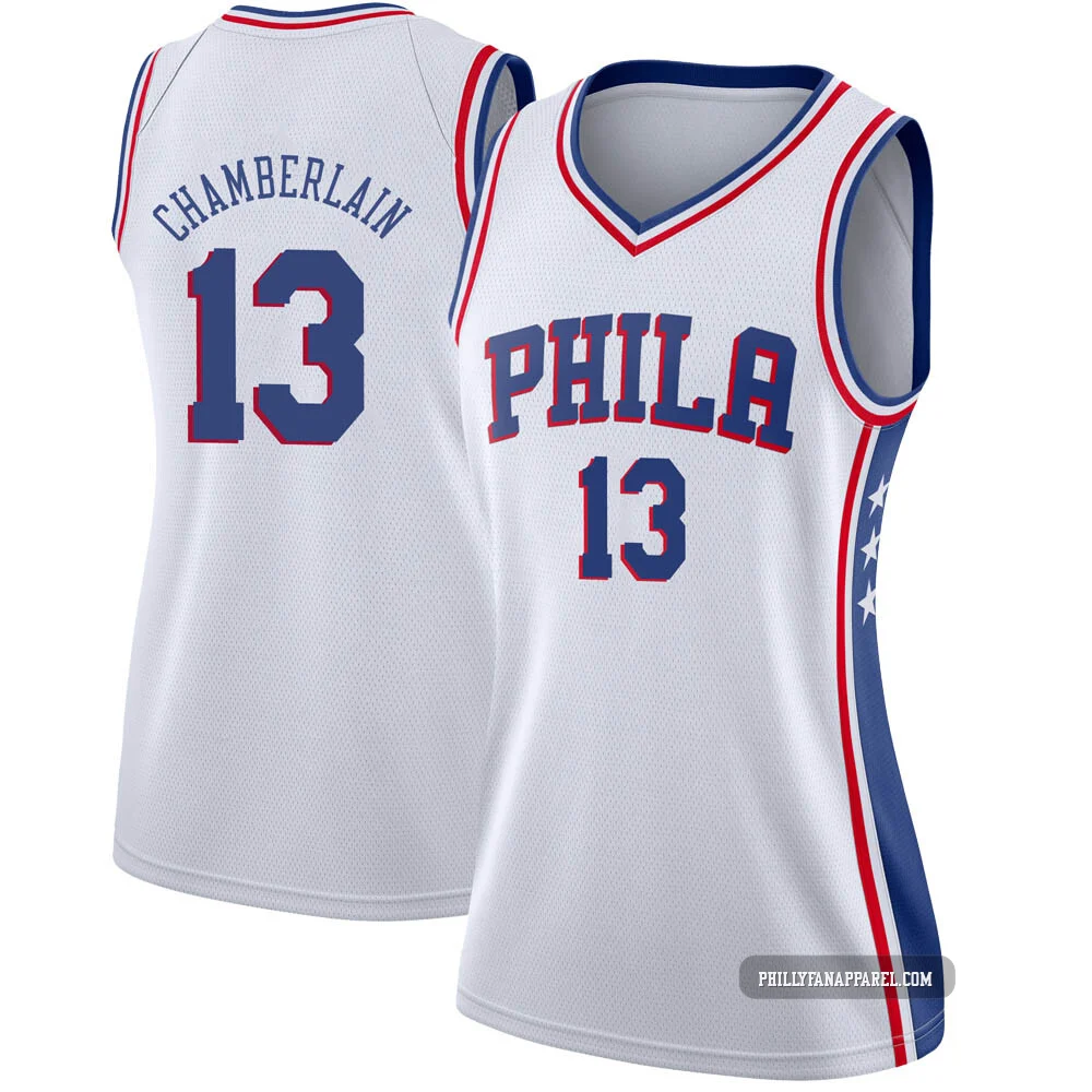 Wilt Chamberlain ＃13 Women's Swingman White Philadelphia 76ers Jersey - Association Edition